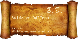 Balázs Dénes névjegykártya