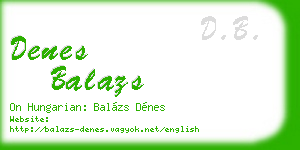 denes balazs business card
